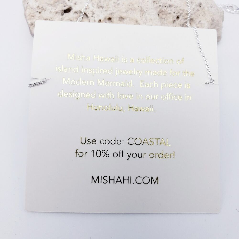 Misha Hawaii Necklace Silver  Palm Leaf Pendant‎ Charm on an 18" Chain  NWT - Picture 7 of 9